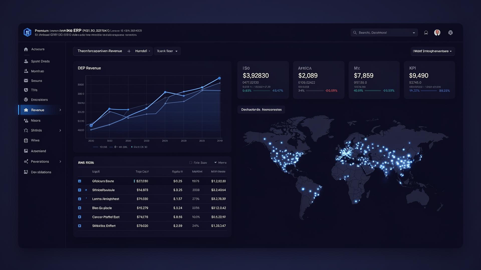 Atala ERP Dashboard showing real-time financial analytics, KPIs, and AI insights
